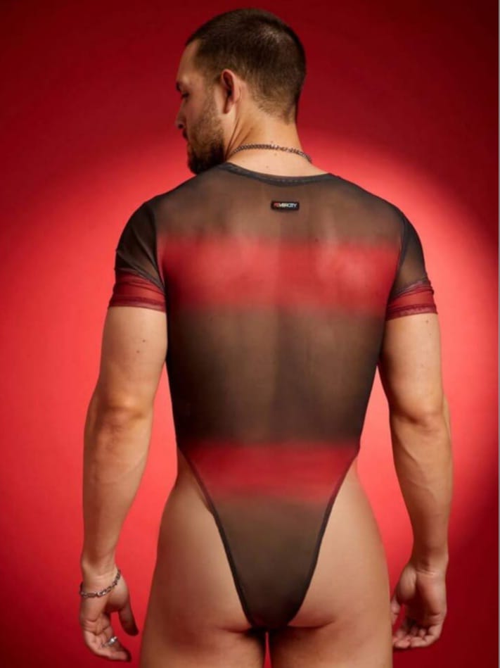 Print Mesh Knit Long Sleeve Crew Neck Y2K Sexy T-Shirt Men